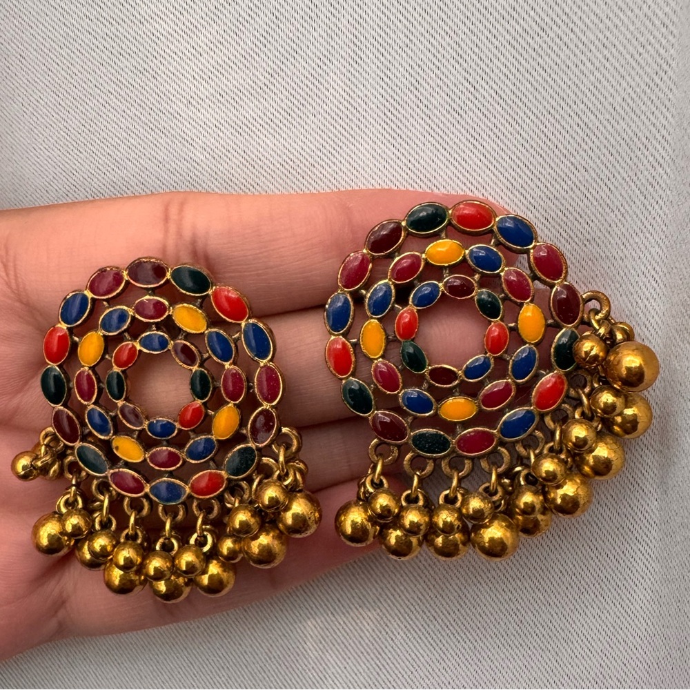 Multicolor Statement Jhumka Earrings